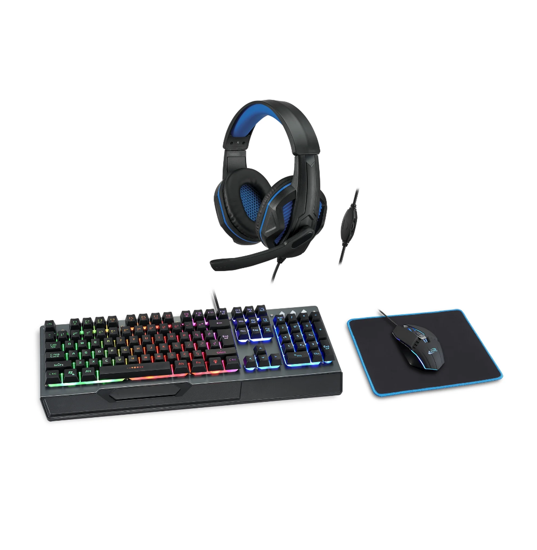 iLive Wired Gaming Kit with Headphone, LED Back-Lit Keyboard, LED Lighted Mouse, Mouse Pad, Universal, IAGMK20VP