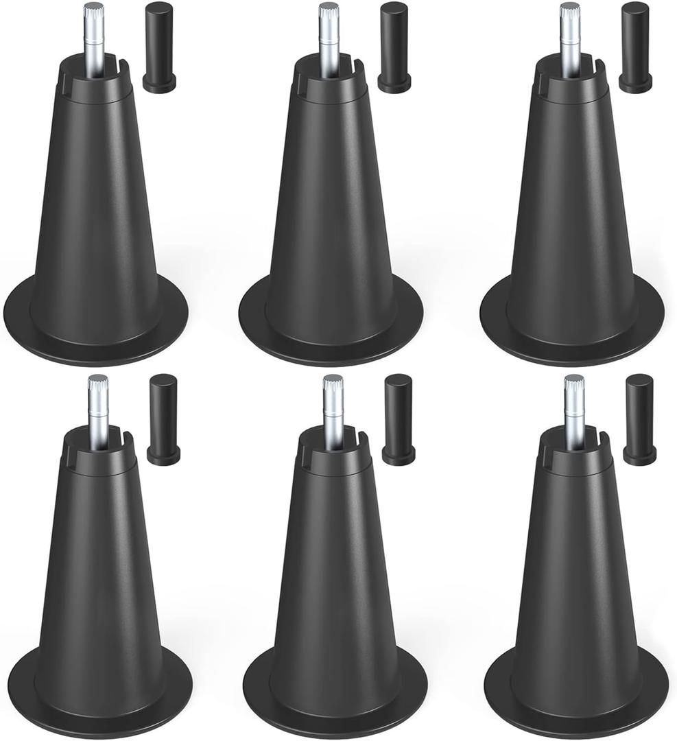 woiron 6 Pcs 5" High Rise Bed Frame Risers, Lift a Bed Frame by 5 Inches for Under Bed Storage, Heavy Duty Bed Lift, Stem Bed Frame Leg with Socket Sleeve to Replace, Full