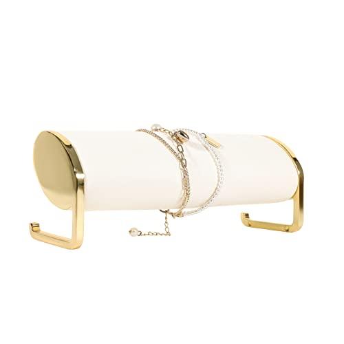 GemeShou Beige velvet bracelet display for selling, bangle organizer and storage for show, watch holder stand gold jewelry holder for woman【Long bracelet organizer-Beige】