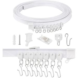 Ceiling Curtain Track Flexible Bendable Curtain Rail Curtain Tracks Set for Window Door Shower Room Divider RV (5 Meters)