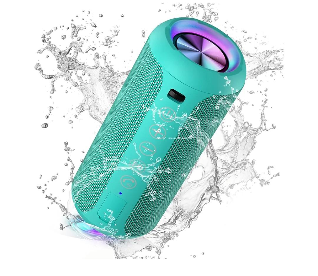 Ortizan Portable Bluetooth Speakers, IPX7 Waterproof Wireless Speaker with 24W Loud Stereo Sound, Outdoor Speaker with Bluetooth 5.3, Deep Bass, RGB Lights, Dual Pairing, 30H Playtime for Home