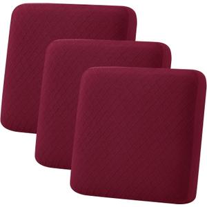 hyha Outdoor Couch Cushion Covers, Sectional Couch Sofa Covers Washable, Jacquard Diamond Lattice, Stretch Sofa Seat Cushion Cover for Indoor/Outdoor Patio Furniture (3 Pieces, Wine Red)