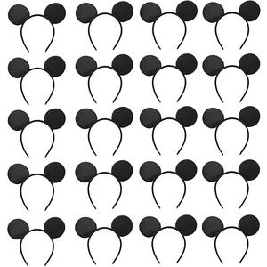 NEWTGAN 20 PCS Mouse Ears Headbands for Birthday Party Theme Park Costume Play Celebration for Boys and Girls (3color) (black)
