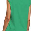 Hantaostyle Womens Summer Tops Short Cap Sleeve Casual V Neck T Shirts Loose Fit Flowy Solid Color Blouse Tank Tees Tees S Green (Green, S)