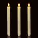 Homemory 3 Pack Flameless Taper Candles, No Remote, Realistic Flickering Battery Operated Candlesticks, Ivory LED Plastic Candle Safe for Weddings, Table Decor, Christmas, and Halloween