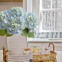 ZYTUYO 20" 4PCS Artificial Light Blue Hydrangea Flowers Large Faux Latex Real Touch Fake Hydrangeas Silk Bouquet with Leaves Stems for Family Table Office Wedding Party Arrangements
