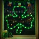 St. Patrick's Day Light Up Clover Shamrock Window Decoration, 15.8 Inch 40 LED Irish Green Iron Frame Silhouette Lights, Waterproof USB Plug Operated for Holiday Wall Door Glass Decor
