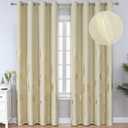 Estelar Textiler Blackout Curtains Elegant Palm Tree Pattern Designed Window Drapes Energy Saving Light Blocking Curtains for Dining Room, 52Wx96L, Beige, 2 Drapes (Beige/Gold Print)