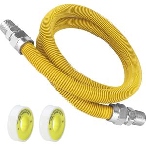 72" Flexible Gas Line Hose,Appliance Gas Line with Connector 1/2" MIP 1/2"FIP Fitting OD(1/2" ID) Gas Range Connector Kit for Stove,Gas Stove,Dryer,Water Heater By MIFLUS