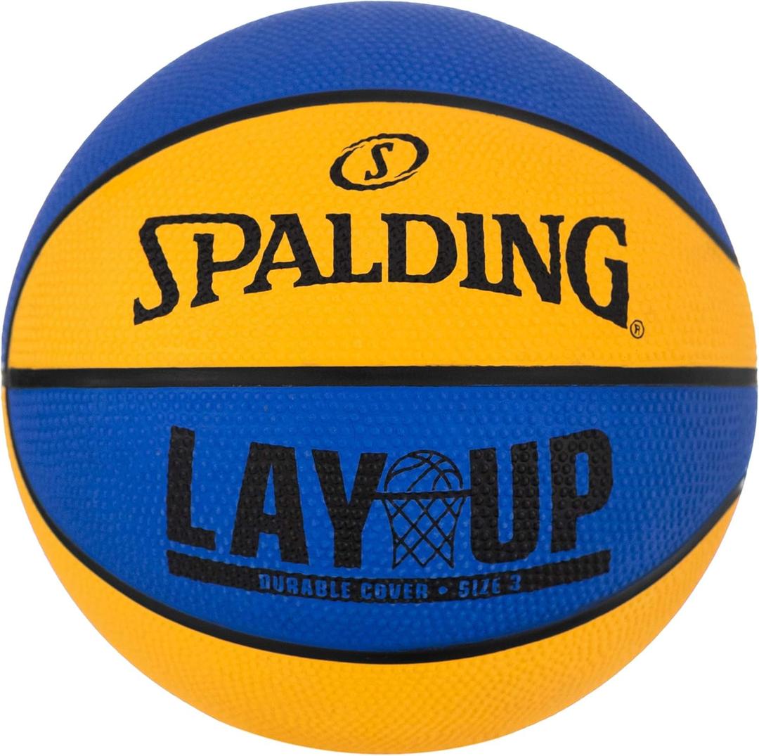 Spalding Outdoor Rubber Basketballs | Performance Rubber Cover Designed for Outdoor Play | Multiple Sizes & Colors (Mini, 22", Lay Up - Blue/Orange)