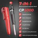 Nicpro CP5000 Magnetic Carpenter Pencils with Sharpener, 2.8mm Construction Pencil+10 Refill, Deep Hole Marking Pencils, Woodworking Pencil with Magnetic Pickup Tool, Carpenter Tools for Architect-Red
