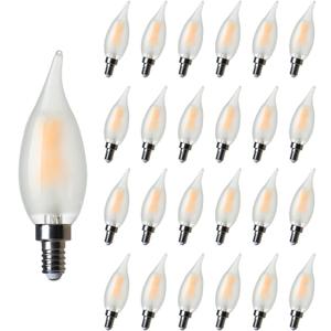 AMDTU 24 Pack Frosted LED Candelabra Light Bulbs, 40 Watt Equivalent Type B Light Bulbs Soft White 2700K, E12 Base Chandelier Light Bulbs Dimmable, Candle Light Bulb 40W Replacement (24 Count (Pack of 1), 4w=40w 2700k Soft White)