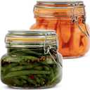 Glass Jars with Lids 16 oz Food Storage Jars with Airtight Lids Leak Proof Glass Canisters Kitchen Jars [Set of 2]
