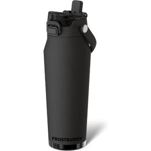 Frost Buddy 24oz Insulated Water Bottle with Straw & Chug Lid | Leak-Proof Stainless Steel | 24-Hours Cold | Sweat-Proof, Cup Holder Friendly | Ideal for Gym, Travel, Sports & Everyday Hydration (Dark Night)