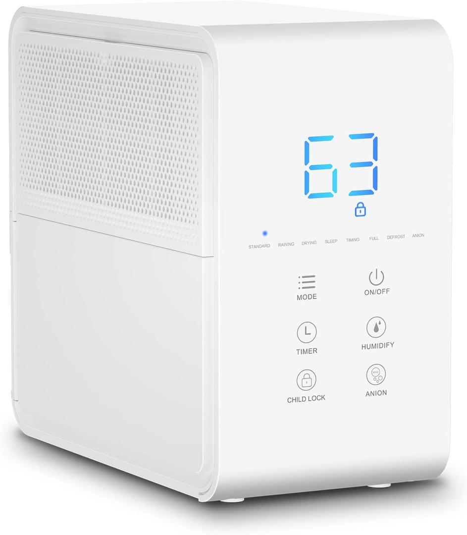 20-30 Pints Dehumidifier for Home and Basement Medium Room with Drain Hose White