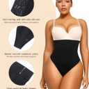 SHAPELLX Shapewear Tummy Control Seamless High Waisted Body Shaper Waist Slimming Thong Underwear Girdle Tummy Slimmer (Black)