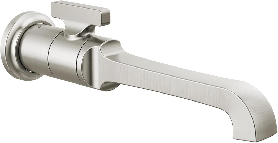 Delta Tetra Wall Mount Bathroom Faucet 1 Hole, Brushed Nickel Single Hole Bathroom Sink Faucet for Vanity, Lumicoat Stainless T3589LF-SS-PR-WL (Valve Not Included)