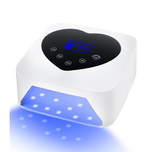 UV Nail Lamp, HUGMAPLE 72W UV Light for Gel Nails with 5 Timer Setting, Touch Control & Auto Sensor, Cordless Rechargeable Fast Dryer, Professional Led Curing Lamp for Salon & Home (White)