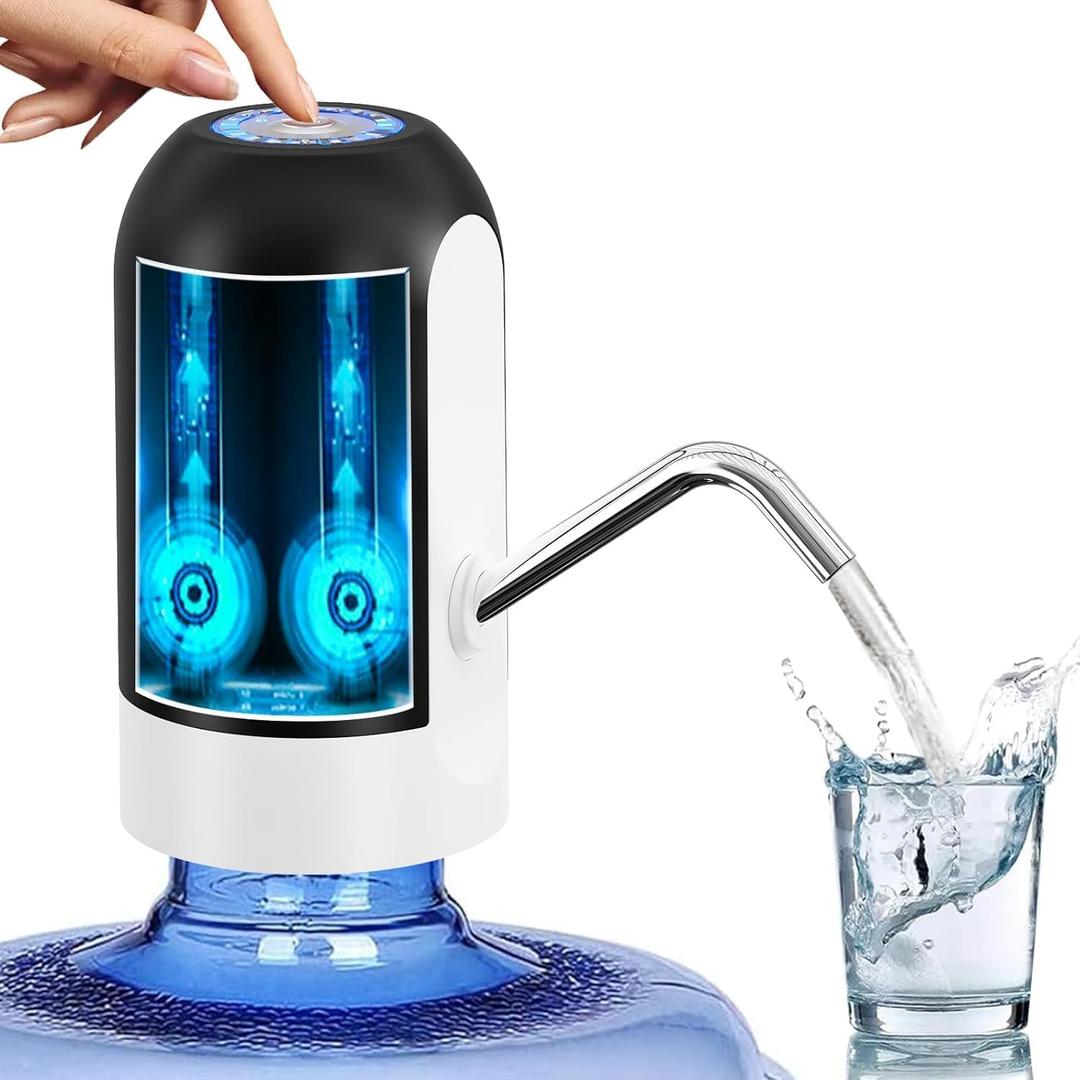 Myvision Water Dispenser for 5 Gallon Bottle, Portable USB Charging Electric Water Pump, Drinking Water Jug Pump for Home, Kitchen, Living Room, Office, Camping, Universal for 3-5 Gallon (Black)
