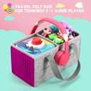 Carrying Case Travel Felt Bag Compatible with Toniebox 1/2 Audio Player Starter Set and Tonies Figurine (Gray+Purple)