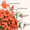 Orange Artificial Morning Glory Fall Faux Flowers for Outdoor Decoration, 12 Bundles Realistic Silk Flowers with Eucalyptus for Autumn Home Decor Patio Porch Garden Planter Window Box Yard