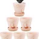 Terra Cotta Pots with Saucer - 6-Pack Small Terracotta 4'' Clay Ceramic Planter Great for Cacti & Succulents with Drainage Hole (Mix)