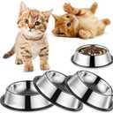 3Packs Cat-Bowls Cat Food Bowl - 4.5 Inch Non-Slip Stainless Steel Small Cats Wet Food Bowls 7 Oz Pet Feeding Bowl Whisker Fatigue Relief Cats Water Container for Kitten Puppy Small Dog