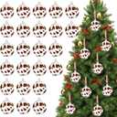 24 Pcs Christmas Cow Print Ball Ornaments 2.4 Inch Plastic Western Cow Ornaments Country Western Party Decorations Rustic Holiday Xmas Baubles for Home Xmas Tree Party Hanging Decoration