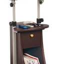 Techni Mobili Sit-to-Stand Rolling Adjustable Storage Medical Laptop Computer Cart, Chocolate, B005