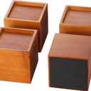 Premium Solid Pine Wood Bed Furniture Risers  4-Inch Heavy-Duty Elevation for Beds, Sofas, and More | 1000 Lbs Capacity | Floor Protection (Single Height: 4")