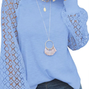 NWT Miholl Womens Blue Waffle Knit Lace Long Sleeves Pullover, Size M