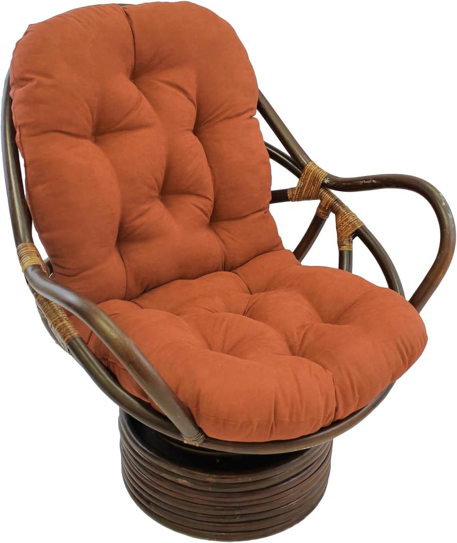 Blazing Needles Solid Microsuede Swivel Rocker Chair Cushion, 48" x 24", Spice, 1 Count