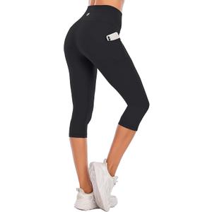 Steppe Naked Feeling High Waisted Yoga Pants Women's Workout Capris Leggings with Pockets (Medium, Pocketed Capris-black)