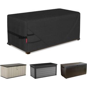 Porch Shield Patio Deck Box Storage Cover - 600D Outdoor Waterproof Cover for 150-230 Gallon Box Tear Resistant Rectangular Fire Pit Table Covers 62 x 29 x 28inch Black