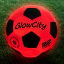 GlowCity Glow in The Dark Soccer Ball | Light Up Indoor/Outdoor Soccer Ball with 2 LED Lights | Pre-Installed Batteries | Fun Gift for Teens