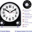 Peakeep Analog Alarm Clock Non-Ticking Silent, Optional 7 Wake-up Sounds with Volume Control, Nightlight and Snooze, AA Battery Operated (Black)