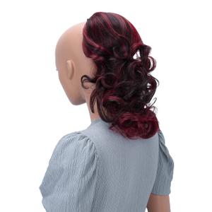 CAISHA 12" Hair Piece Braid Ponytail Extension Voluminous Wavy Black Red Mix PH223