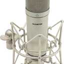 SUUNTOK XLR Microphone, Professional Condenser Microphone with 34mm Large Diaphragm, Cardioid Studio Recording Mic Computer Gaming PC TM87KB Mic Kit for Singing, Podcasting, YouTube (Silver) (Champagne)