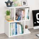 IGERI Desktop Bookshelf for Top of Desk Shelf - White Table Bookcase 3-Tier Shelves Storage Small Book Organizer Hutch for Dorm Office College