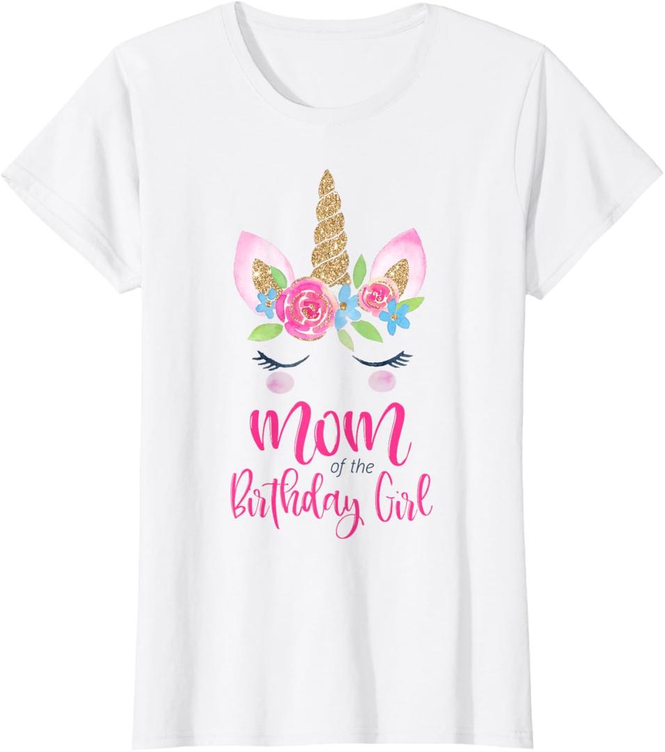 Unicorn Mom of The Birthday Girl Shirt Matching Party Tee T-Shirt M