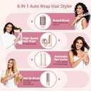 6 in 1 Air Hair Styler, 1400W High Speed Ionic Hair Dryer with Wrap Curlers, Blow Dryer Brush & Frizz-Free Hot Air Brush, No Heat Damage Hair Tools for Fast Drying, Curling, Smoothing & Volume