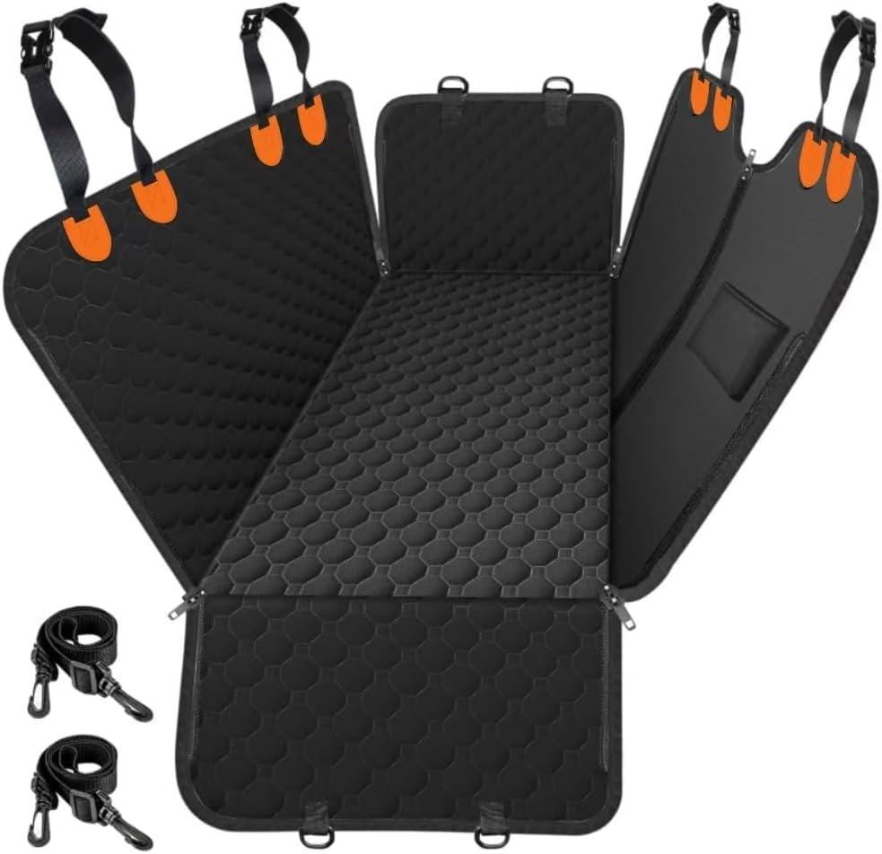 Mancro Dog Car Seat Cover, 2025 Upgraded 600D Heavy Duty Waterproof & Scratch-Resistant Dog Hammock for Car, Back Seat Pet Cover for Dogs with Sedan, Trucks and SUVs, Standard, Orange Leather Mancro Dog Car Seat Cover, 2025 Upgraded 600D Heavy Duty Waterproof & Scratch-Resistant Dog Hammock for Car, Back Seat Pet Cover for Dogs with Sedan, Trucks and SUVs, Standard, Orange Leather