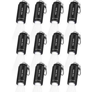 Mudder 12 Pieces Mini Keychain Flashlight Bulk Plastic Small Handheld LED USB Rechargeable Waterproof Flashlight Pocket Tiny Torch for Emergency Camping Hiking Favor(White Light in Black)