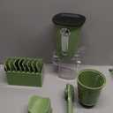 SUSTEAS Rotary Cheese Grater with Handle - Vegetable Shredder with 5 Well-designed Blades & Strong Suction Base,Round Mandoline Slicer & Food Chopper for Kitchen,with Blade Storage Box(Retro Green)