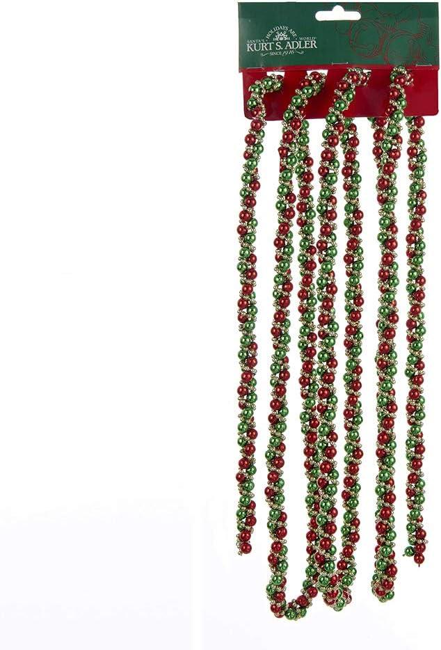 9-Foot Red, Green and Gold Bead Twisted Garland
