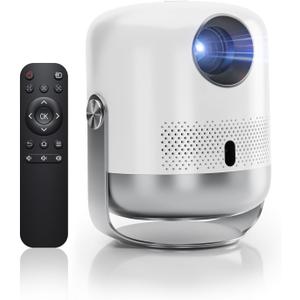 Movie Projector with WiFi 6 and Bluetooth, with Built-in Speaker | 4K Decoding and 1080P Output | One-Touch Focus | 360 Rotation | Portable Projector, Compatible with IPhone/Android/TV stick