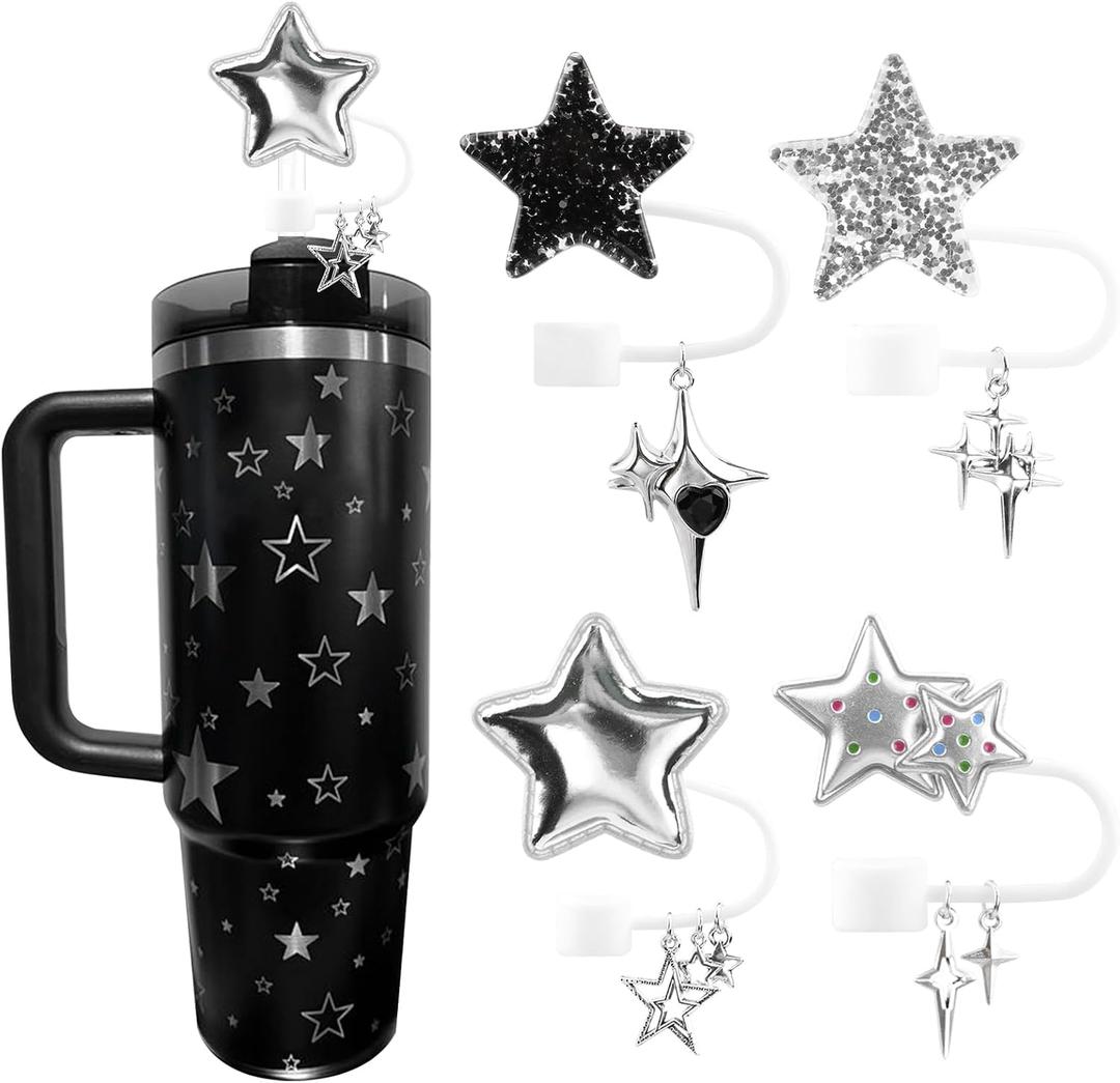 4 PCS Silicone Straw Cover for Stanley Cup 30&40 Oz Straw Cover for Tumblers Stanley Cup Accessories, 10mm