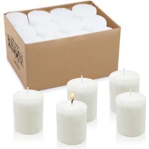 12 Hours White Votive Candles for Weddings Parties Spa Birthdays and Baby Shower,Set of 24 Unscented Bulk Candles for Restaurants and Home Decoration,2 Inch,24 Pack