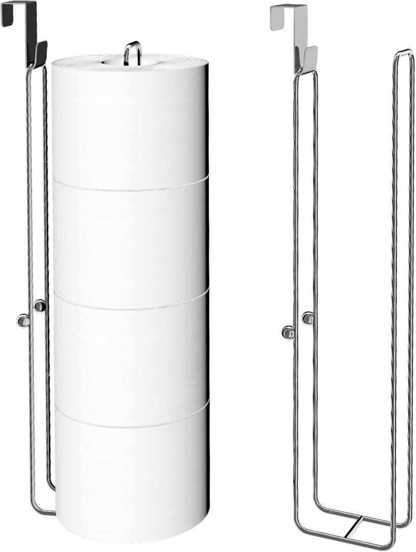 Conworld Toilet Paper Holder for 8 Roll Tissue, Over The Tank Toilet Paper Holder, Stainless Steel Rustproof Toilet Paper Storage Wall Mount, for Bathroom Storage and Organization, Silver, 2 Pack