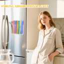 Acrylic Magnetic Straw Holder for Cabinet, Straws Storage Container for Cupboard with Double Sided Adhesive and Stickers, Drinking Reusable Straws Dispenser for Kitchen Counter